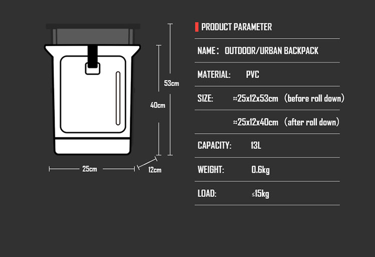 Rolltop Rucksack Intern Abnehmbar