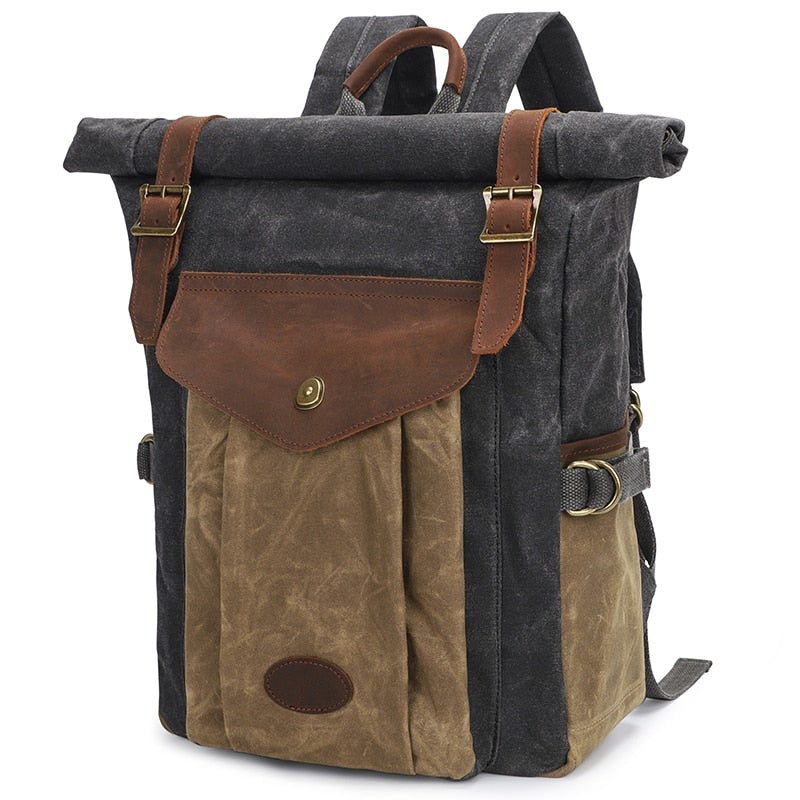 Rolltop Leder Rucksack
