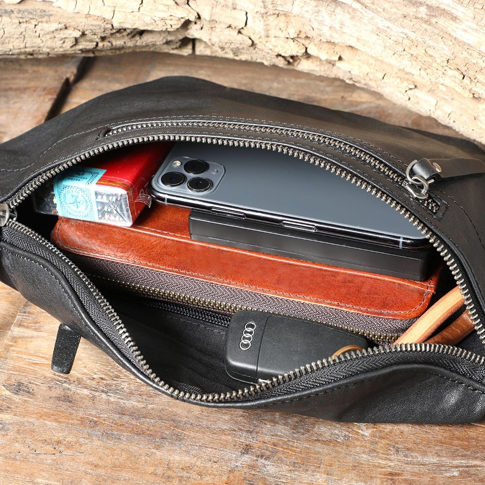 Rindsleder Leder Taille Tasche