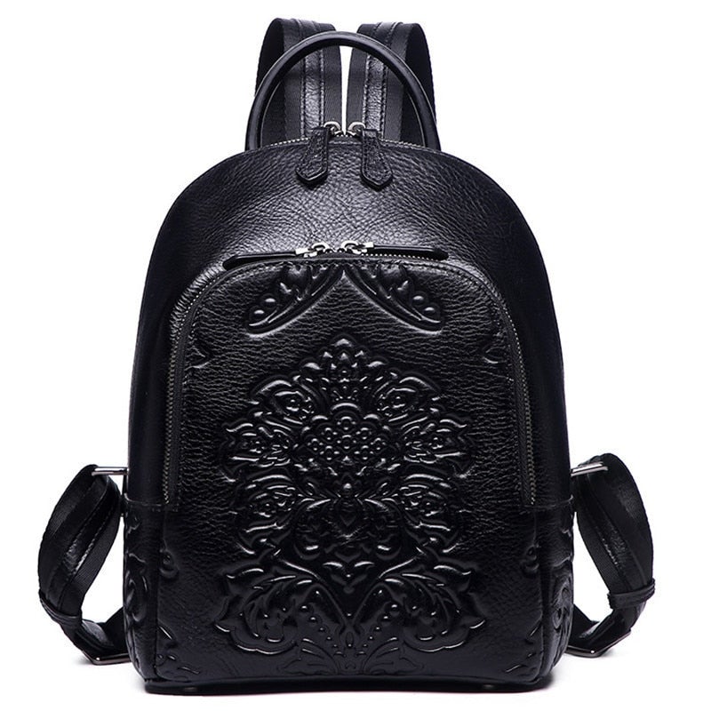 Damen Rucksack Aus Geprägtem Leder