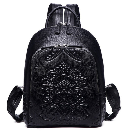 Damen Rucksack Aus Geprägtem Leder