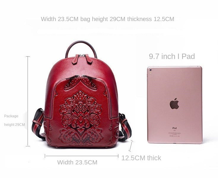 Damen Rucksack Aus Geprägtem Leder