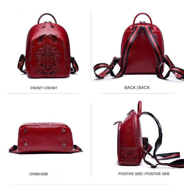 Damen Rucksack Aus Geprägtem Leder