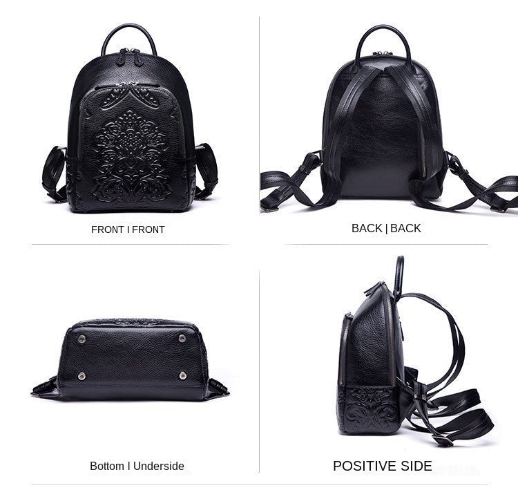 Damen Rucksack Aus Geprägtem Leder
